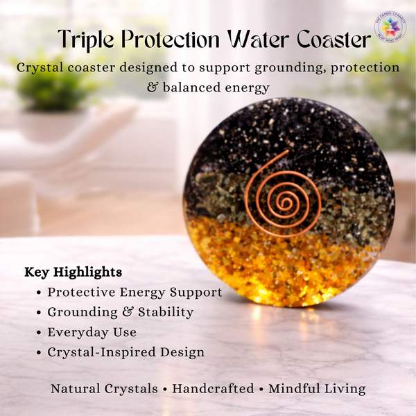 Triple Protection Water Coaster Natural Healing Crystals 5