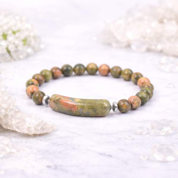 Unakite Bangle Bracelet – Emotional Healing, Balance & Spiritual Growth