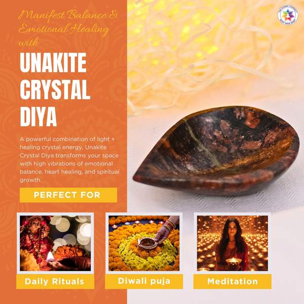 Unakite Crystal Diya for Home Temple, Laxmi Pujan, Housewarming Gift 5
