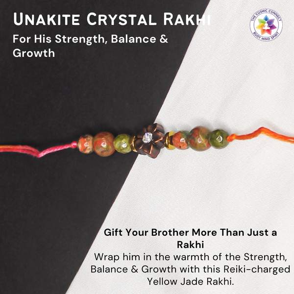 Unakite Crystal Rakhi for Love, Balance & Emotional Healing Reiki-Charged 2