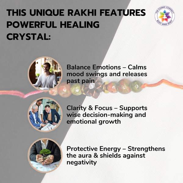 Unakite Crystal Rakhi for Love, Balance & Emotional Healing Reiki-Charged 3