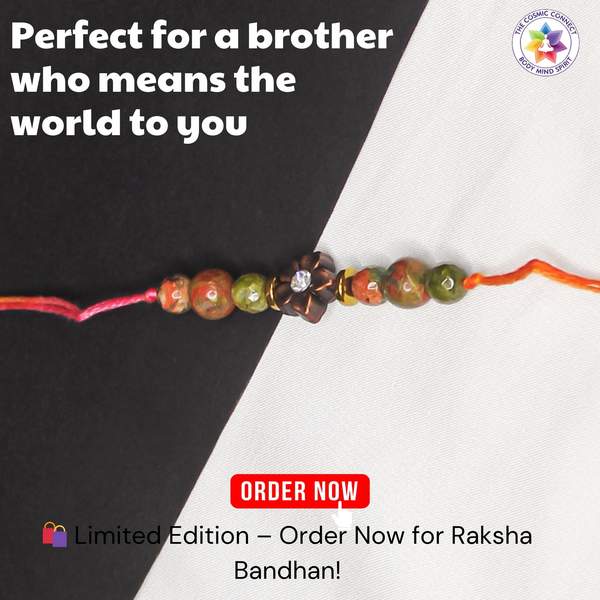 Unakite Crystal Rakhi for Love, Balance & Emotional Healing Reiki-Charged 6