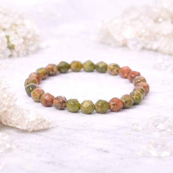 Unakite Faceted Healing Bracelet – Emotional Healing, Balance & Spiritual Growth