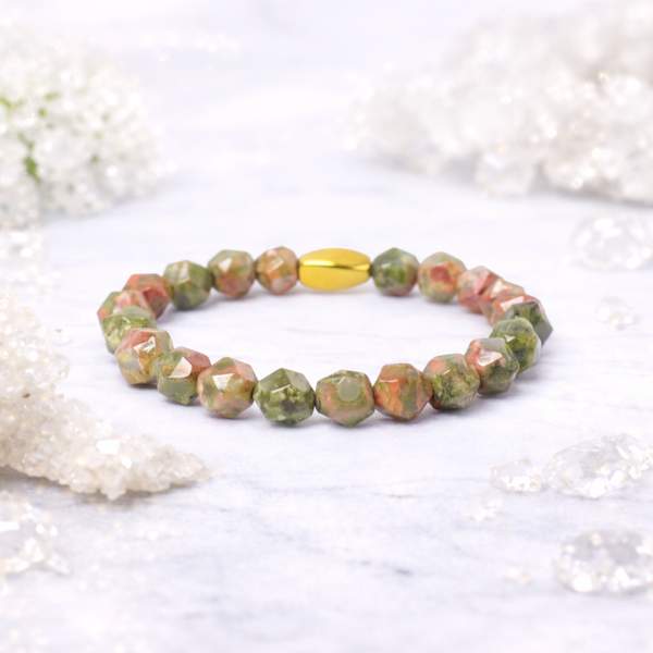 Unakite Faceted Healing Bracelet – Emotional Healing, Balance & Spiritual Growth 6