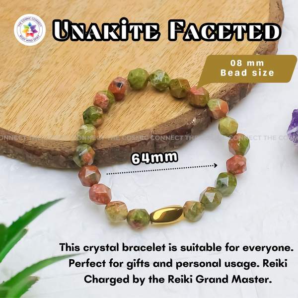 Unakite Faceted Healing Bracelet – Emotional Healing, Balance & Spiritual Growth 9