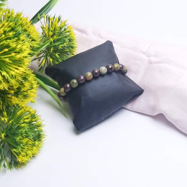 Unakite & Garnet Crystal Bracelet for Vitality | 8mm Beads