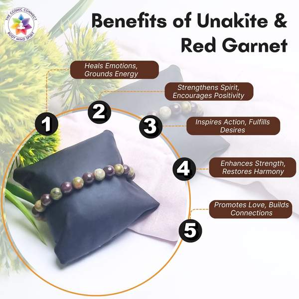 Unakite & Garnet Crystal Bracelet for Vitality | 8mm Beads 2