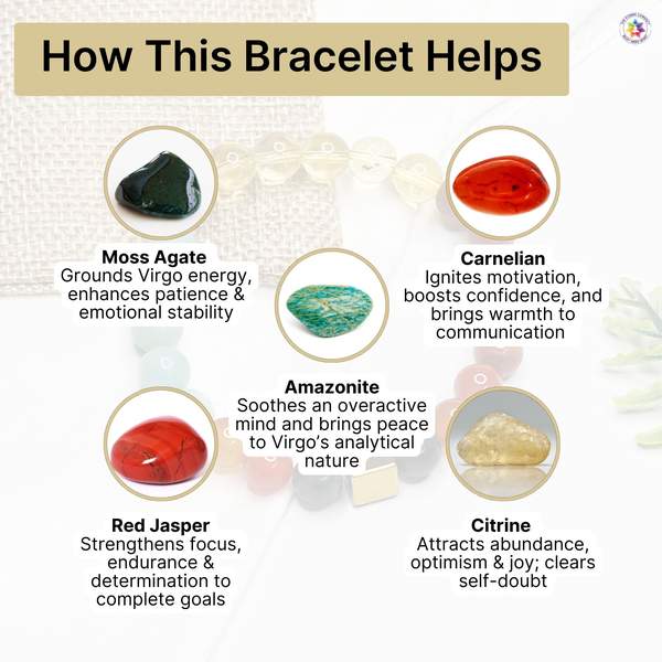Virgo Zodiac Bracelet for Emotional Stability, Chakra Balance 5