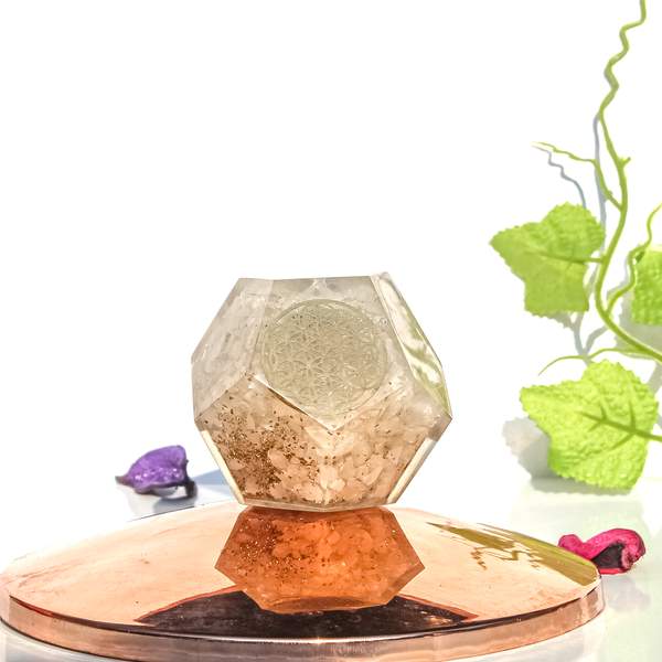 White Quartz Orgone Dodecahedron Master Healer for Clarity, & Balance