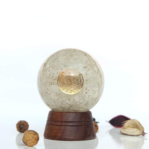 White Quartz Orgone Sphere Amplify Clarity, & Spiritual Growth