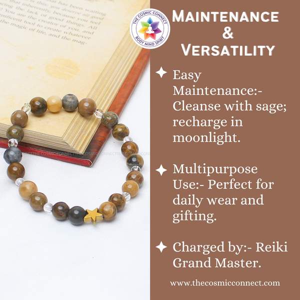 Wood Agate + Clear Quartz Healing Bracelet – Grounding, Clarity & Positive Aura 4