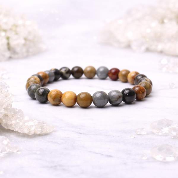 Wood Agate Healing Bracelet – Grounding, Protection & Emotional Stability