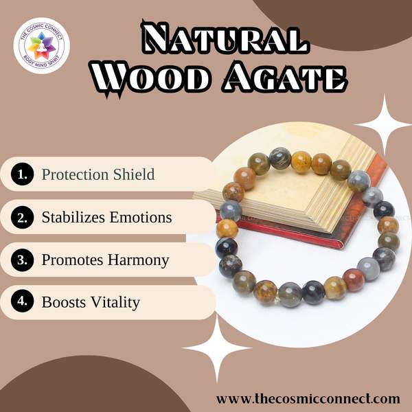Wood Agate Healing Bracelet – Grounding, Protection & Emotional Stability 3