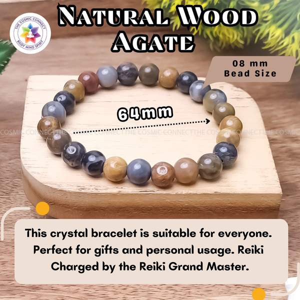 Wood Agate Healing Bracelet – Grounding, Protection & Emotional Stability 4