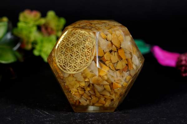 Yellow Aventurine Orgone Dodecahedron for Attract Success, & Optimism