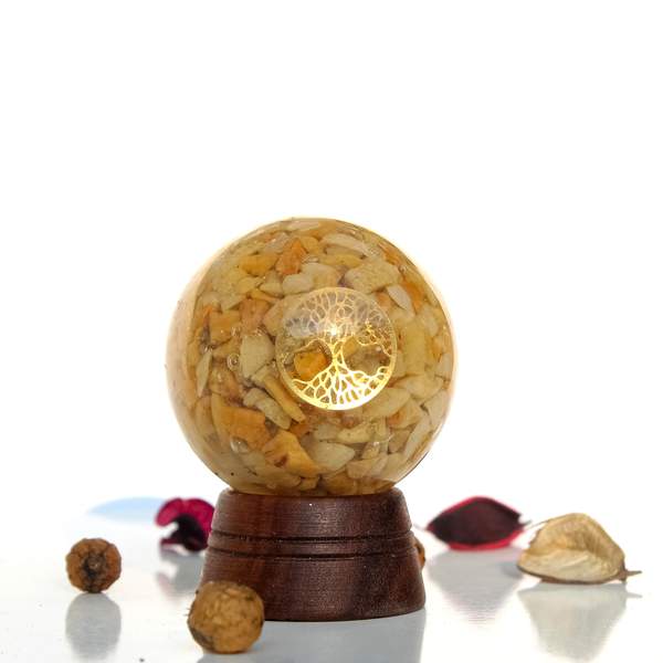 Yellow Aventurine Orgone Sphere for Confidence, & Prosperity