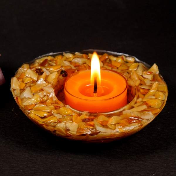 Yellow Aventurine T-Light Candle Holder Illuminate Your Space with Positivity