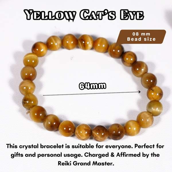 Yellow Cat's Eye Healing Bracelet – Protection, Intuition & Prosperity 3
