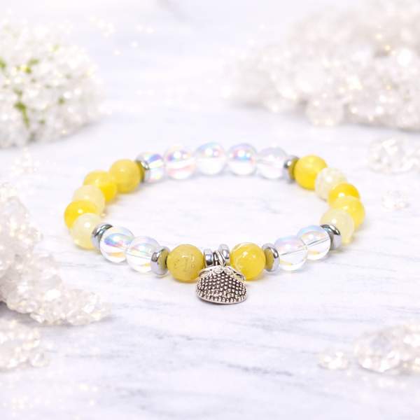 Yellow Fire Agate + Angel Aura Healing Bracelet – Courage, Protection