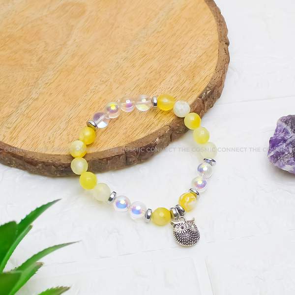 Yellow Fire Agate + Angel Aura Healing Bracelet – Courage, Protection 2