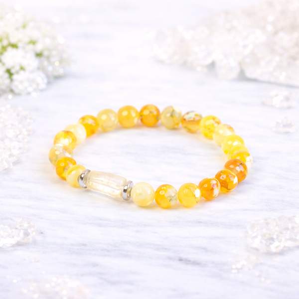 Yellow Fire Agate Healing Bracelet – Ignite Confidence, Courage & Energy