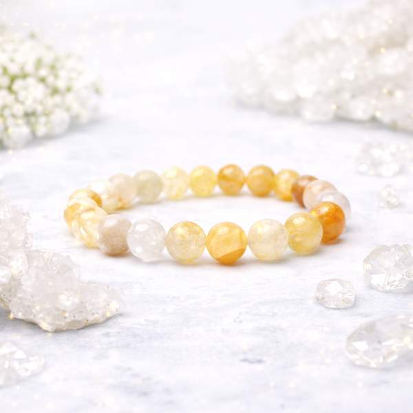 Yellow Garden Quartz Healing Bracelet – Abundance, Clarity & Emotional Balance