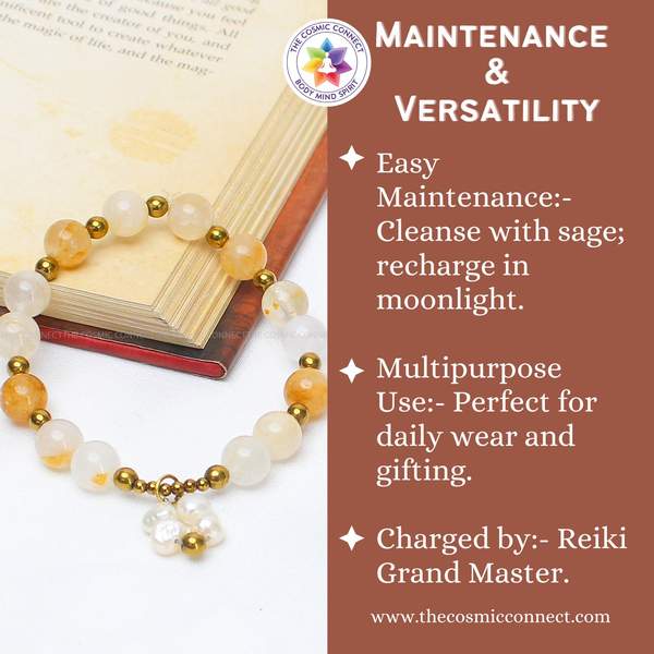 Yellow Garden Quartz Healing Bracelet – Abundance, Clarity & Emotional Balance 10