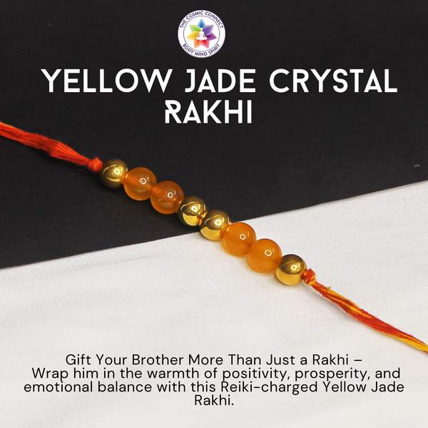 Yellow Jade Crystal Rakhi For Joy, Abundance & Emotional Strength 2