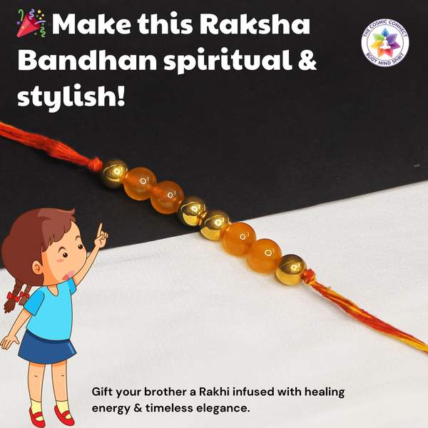 Yellow Jade Crystal Rakhi For Joy, Abundance & Emotional Strength 3