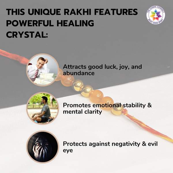 Yellow Jade Crystal Rakhi For Joy, Abundance & Emotional Strength 4
